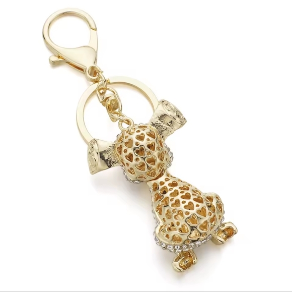 Crystal Dog Keychain with Gold and Red Accents - Picture 6 of 6